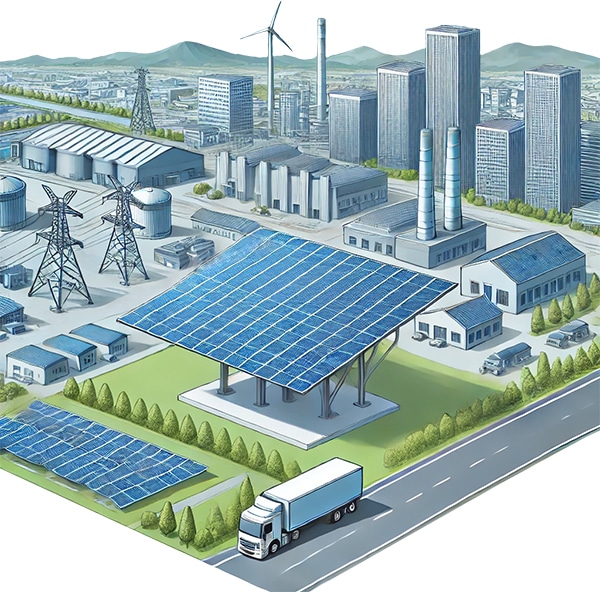 Illustration d'un tracker solaire en ville